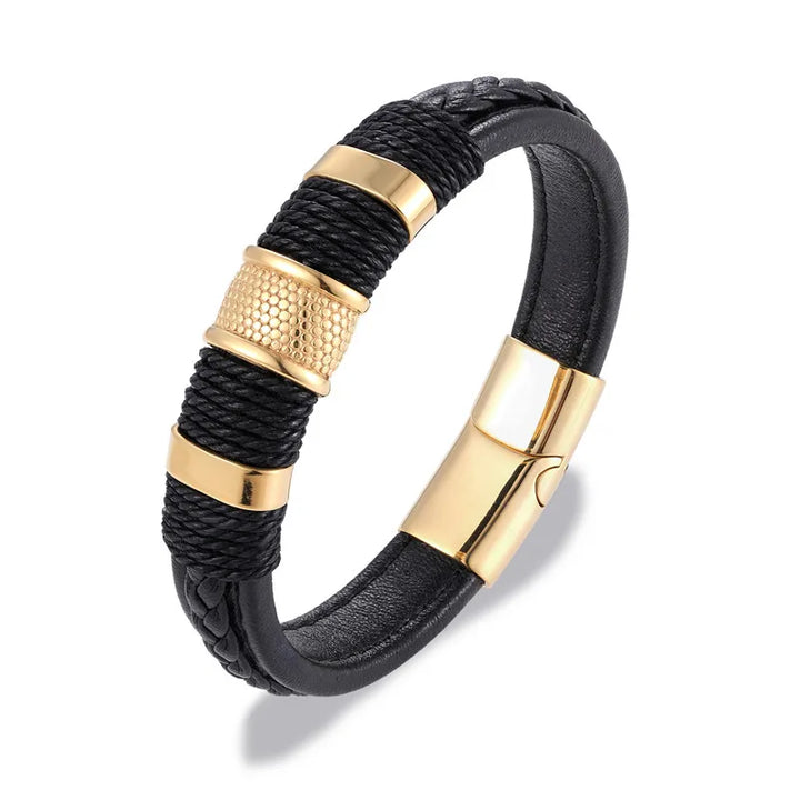 Punk Blue Leather Bracelet for Men