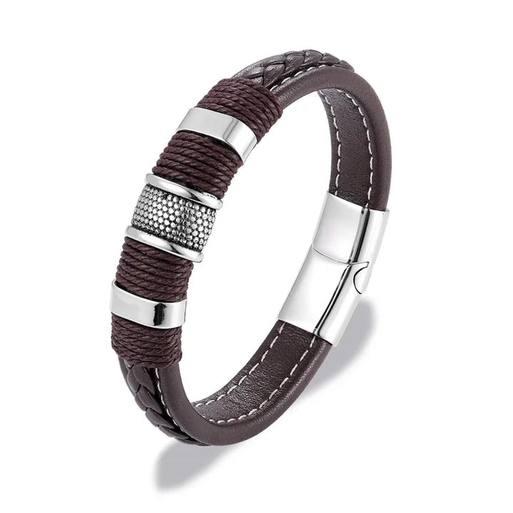 Punk Blue Leather Bracelet for Men