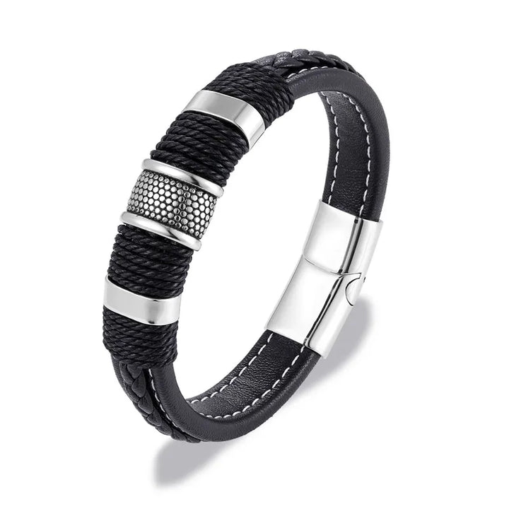 Punk Blue Leather Bracelet for Men