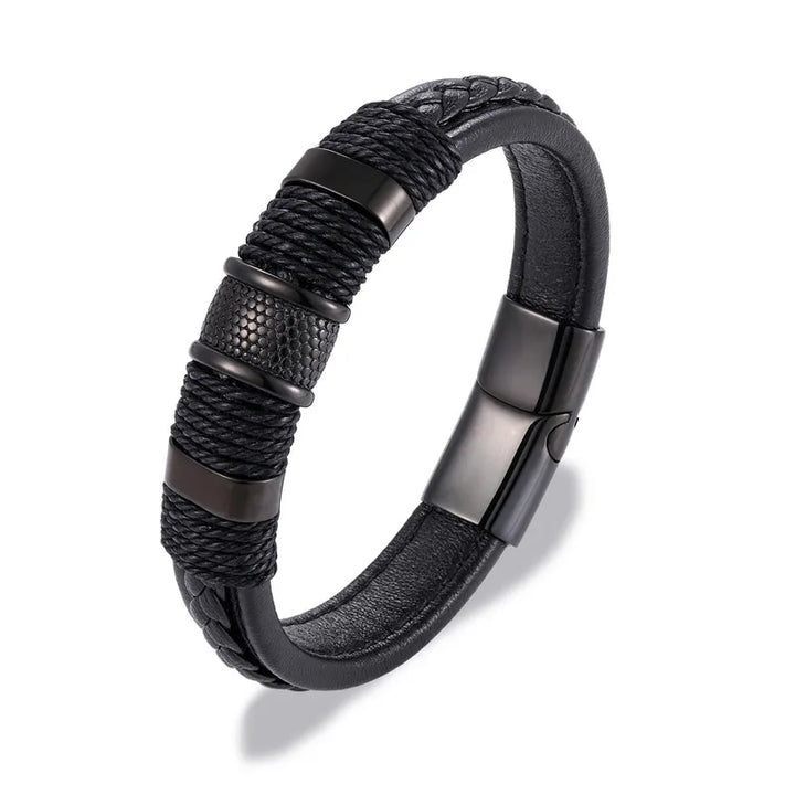 Punk Blue Leather Bracelet for Men