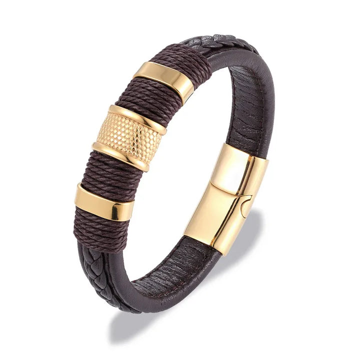 Punk Blue Leather Bracelet for Men
