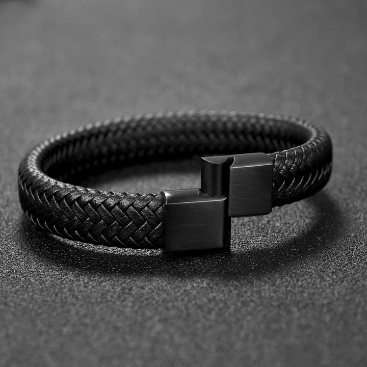 Braided Leather Bracelet with Magnetic Clasp