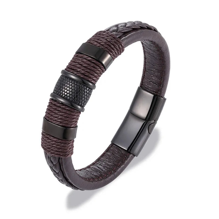 Punk Blue Leather Bracelet for Men