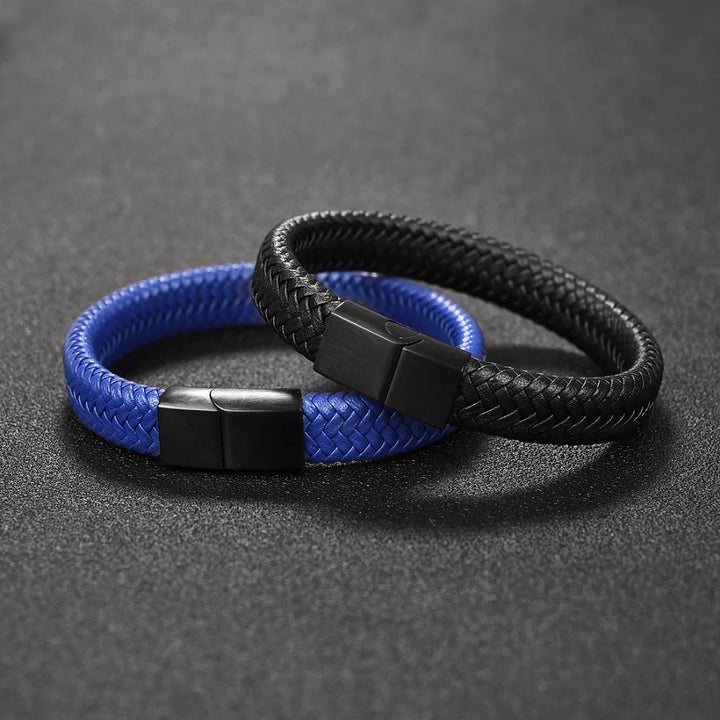 Braided Leather Bracelet with Magnetic Clasp