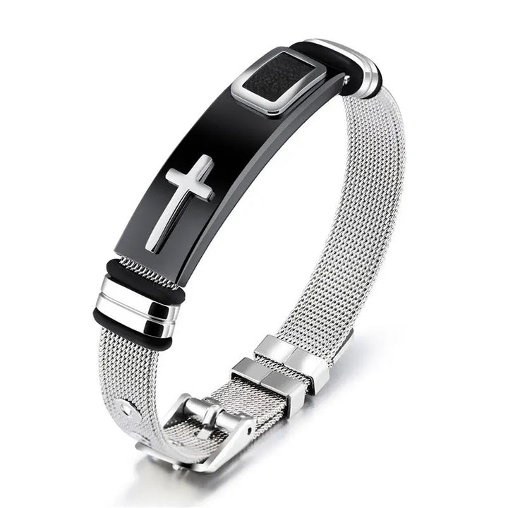 Christian Bracelet Stainless Steel Mesh and Adjustable Buckle