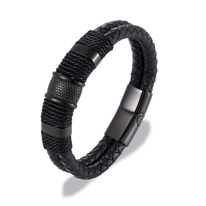 Punk Blue Leather Bracelet for Men