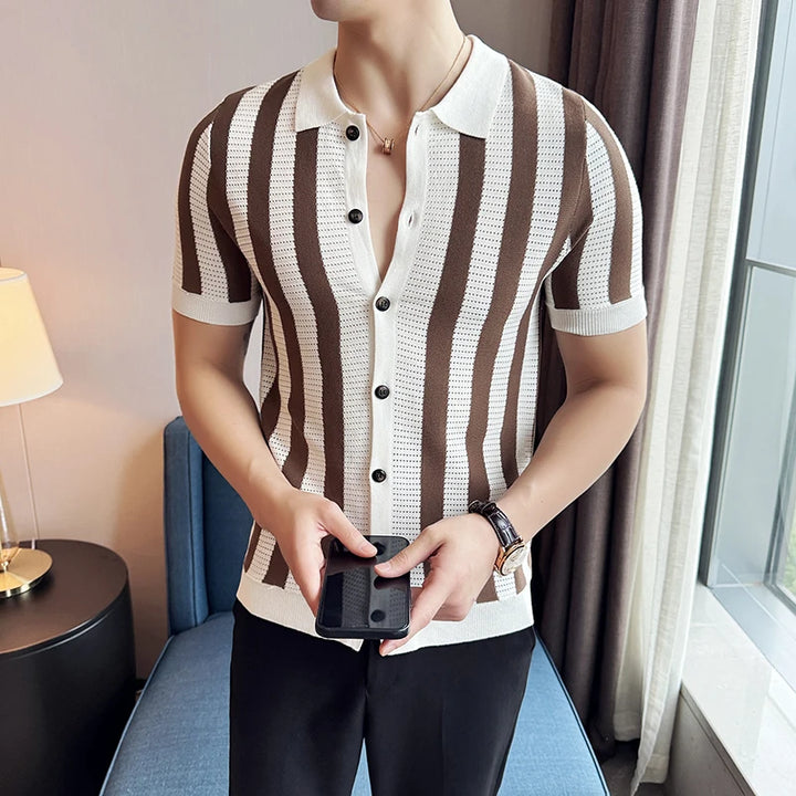 Stradon Flex™ Striped Knit Shirt - DapperForge