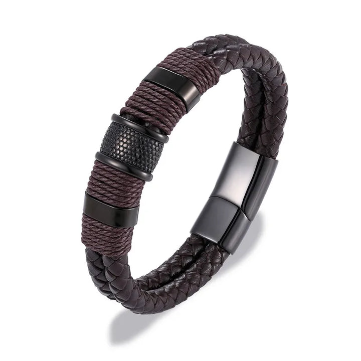 Punk Blue Leather Bracelet for Men