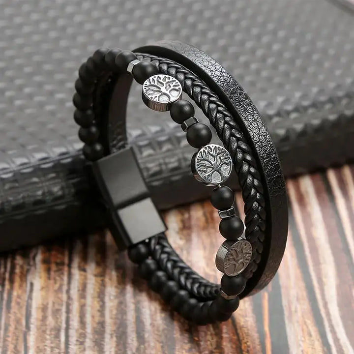 Classic multi-layer leather bracelet