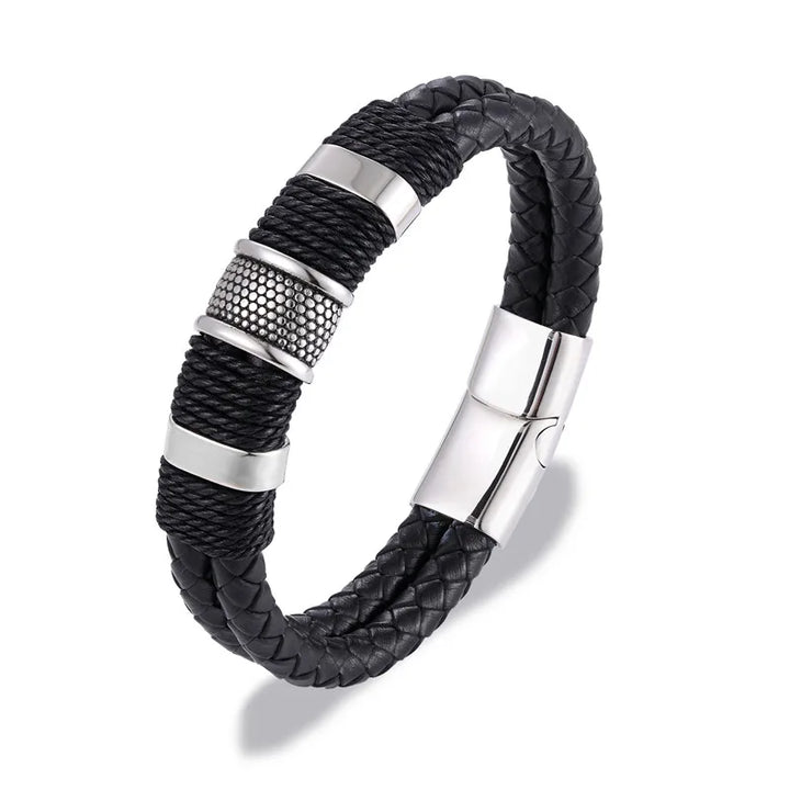 Punk Blue Leather Bracelet for Men