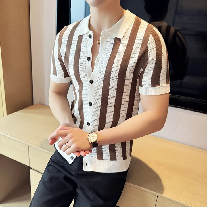Stradon Flex™ Striped Knit Shirt - DapperForge