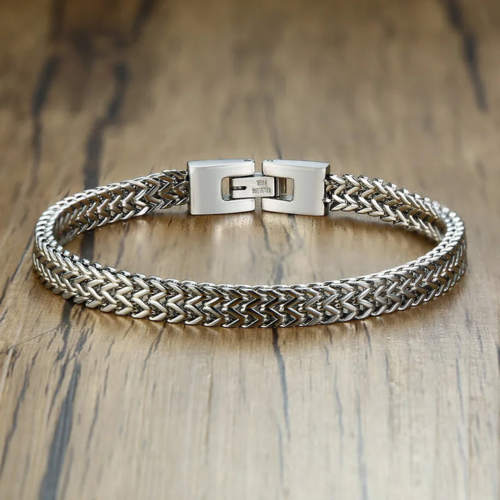 Locomotive Double Link Chain Bracelet Polish  Stainless Steel
