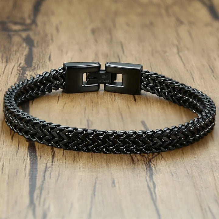 Locomotive Double Link Chain Bracelet Polish  Stainless Steel