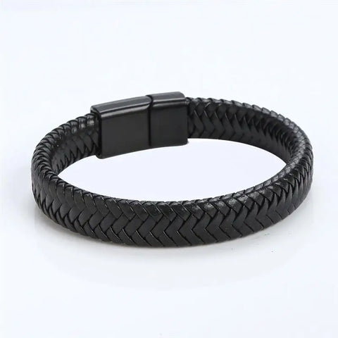 Braided Leather Bracelet with Magnetic Clasp