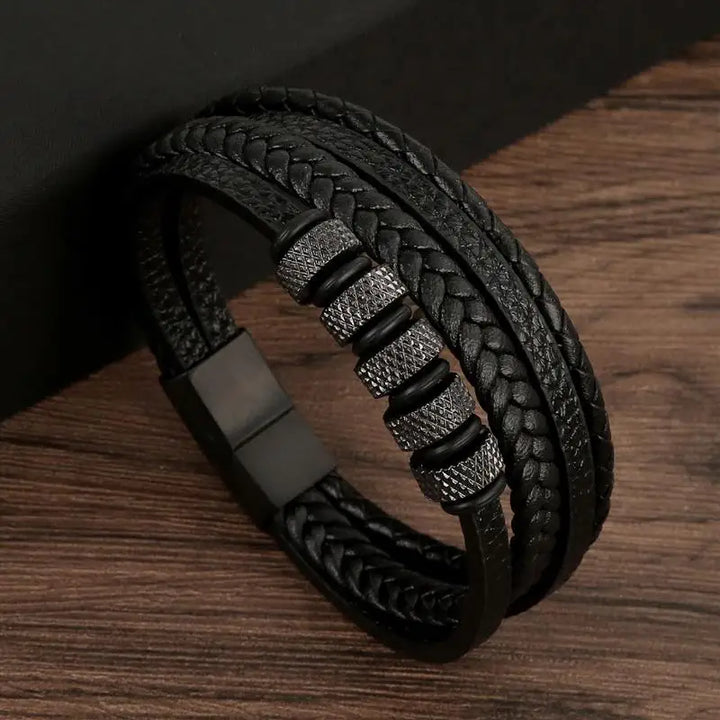 Classic multi-layer leather bracelet