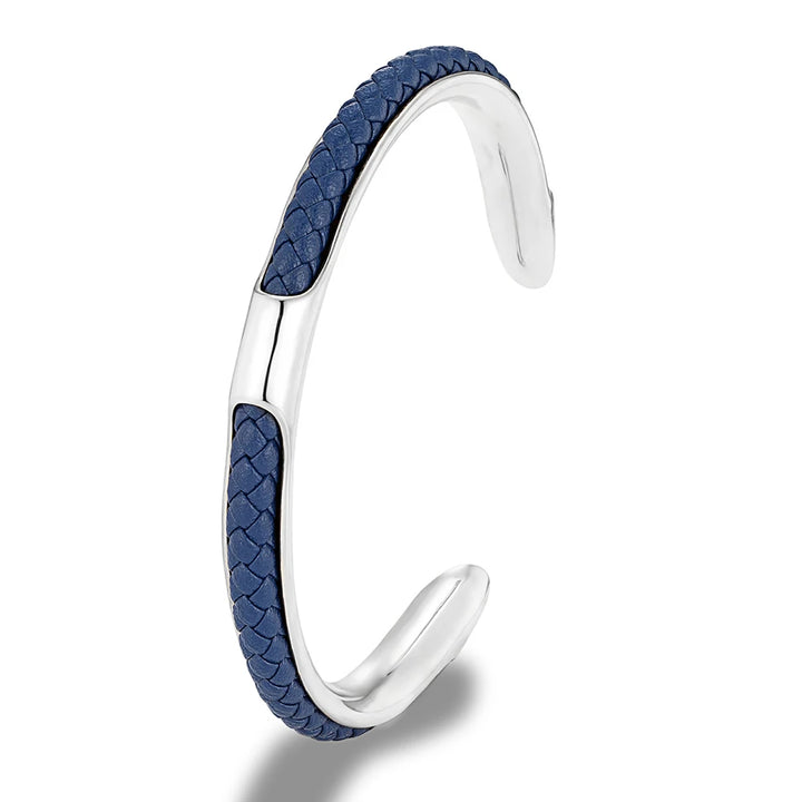 Men's steel and leather bracelet