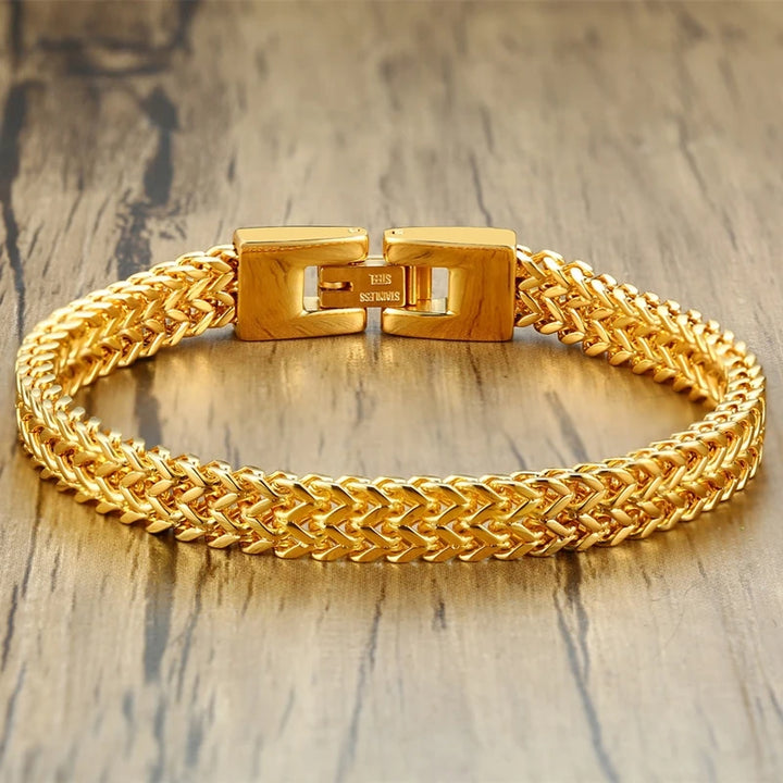 Locomotive Double Link Chain Bracelet Polish  Stainless Steel
