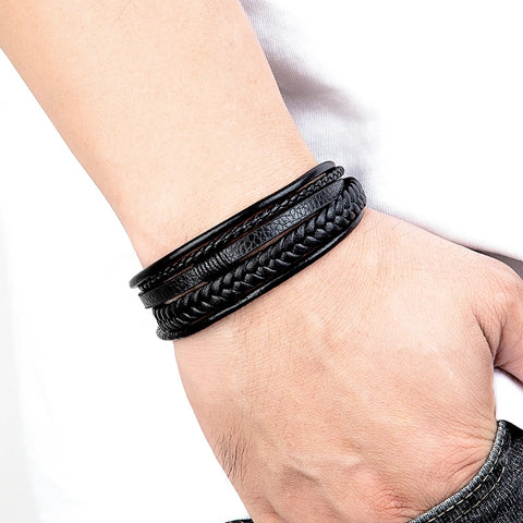 Hand-woven leather bracelet