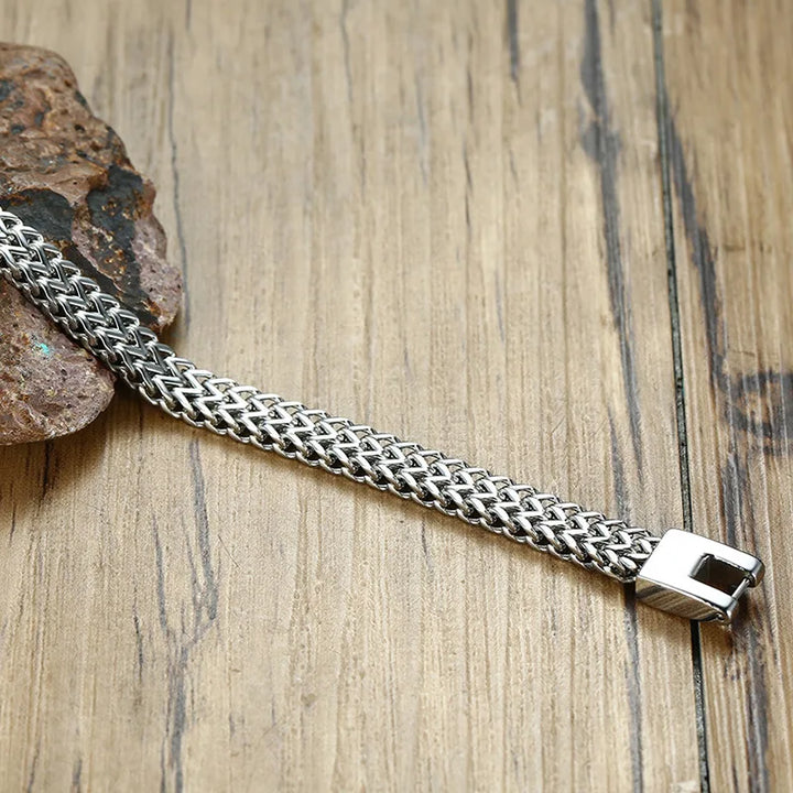 Locomotive Double Link Chain Bracelet Polish  Stainless Steel