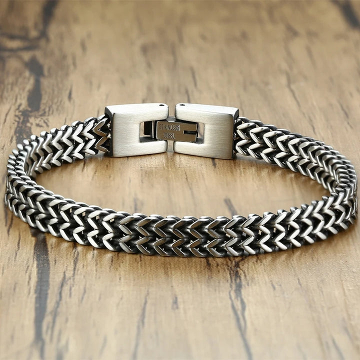 Locomotive Double Link Chain Bracelet Polish  Stainless Steel