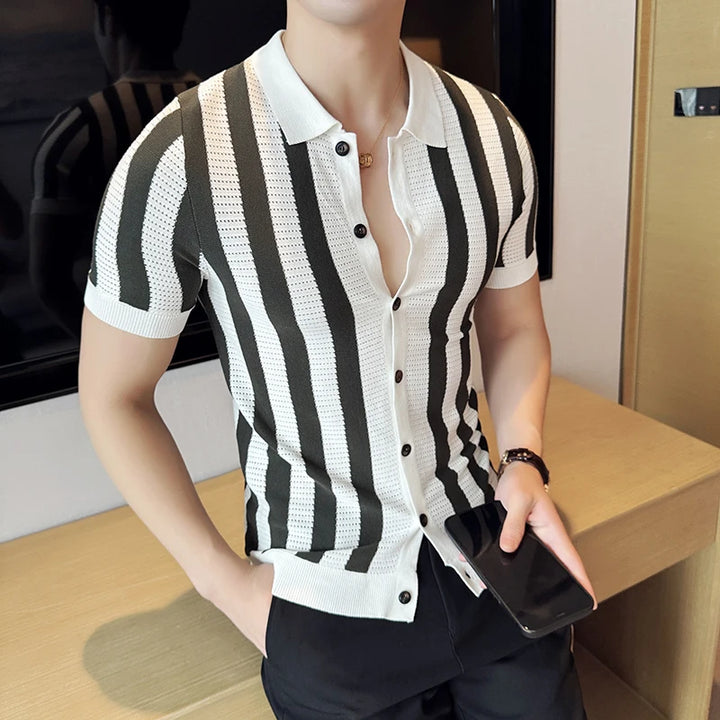 Stradon Flex™ Striped Knit Shirt - DapperForge