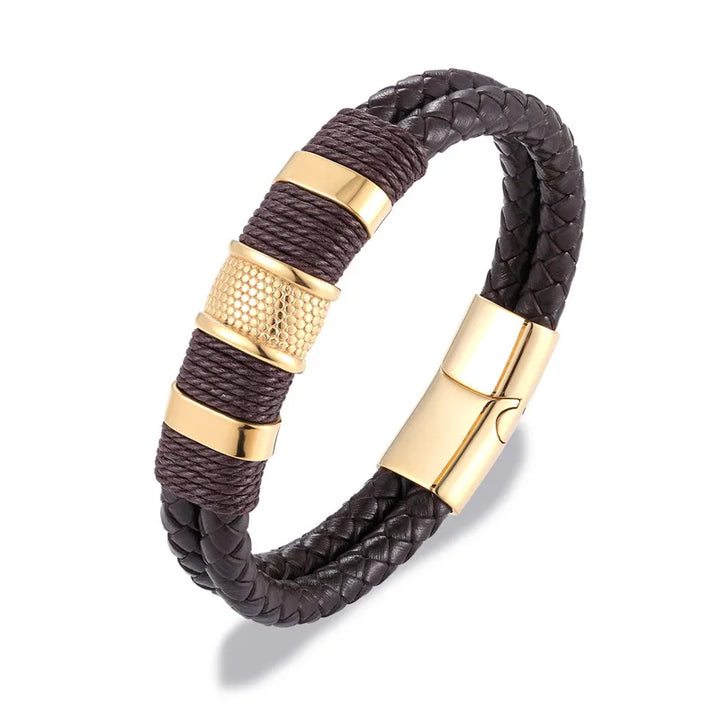 Punk Blue Leather Bracelet for Men