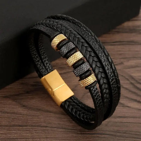 Classic multi-layer leather bracelet