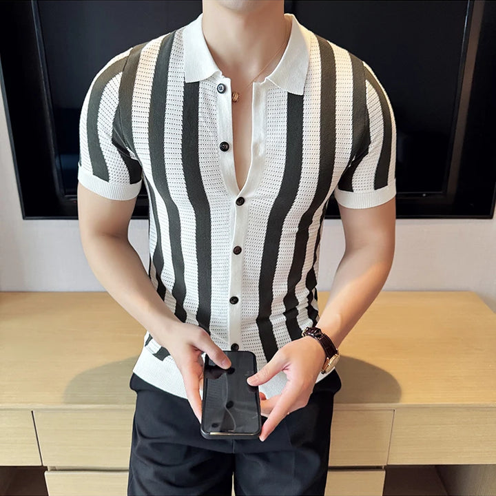 Stradon Flex™ Striped Knit Shirt - DapperForge