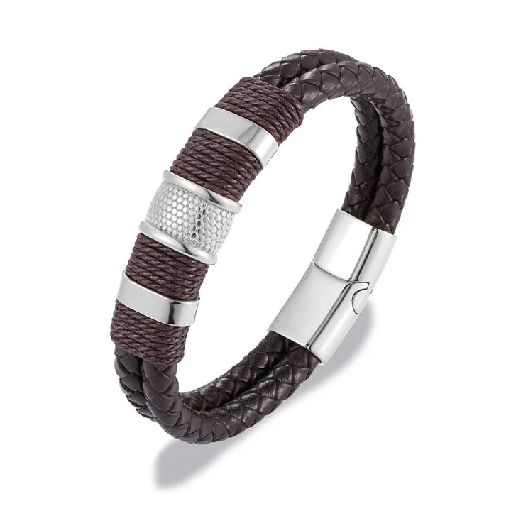 Punk Blue Leather Bracelet for Men