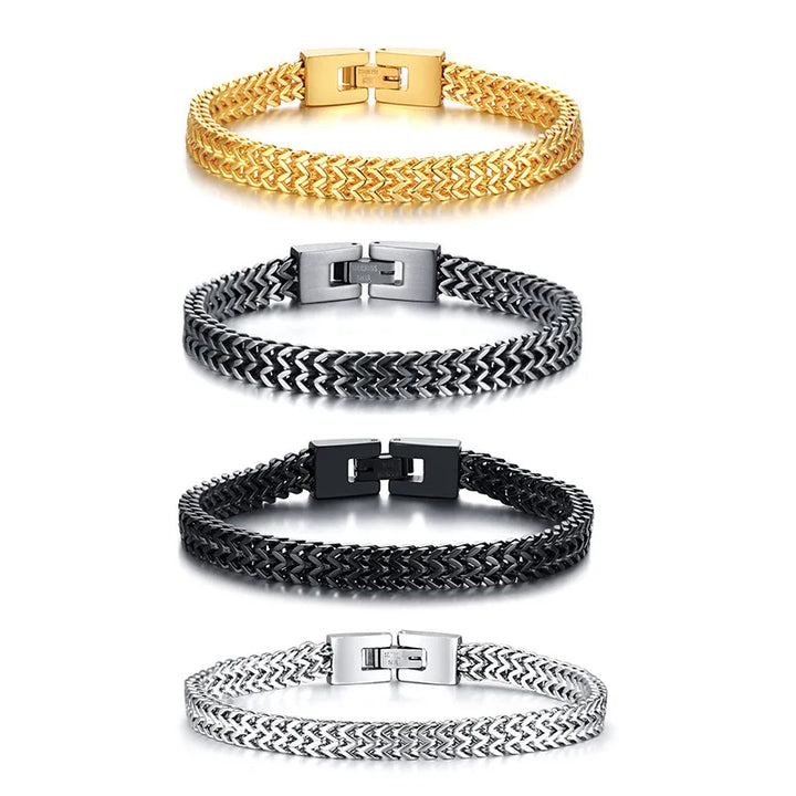 Locomotive Double Link Chain Bracelet Polish  Stainless Steel
