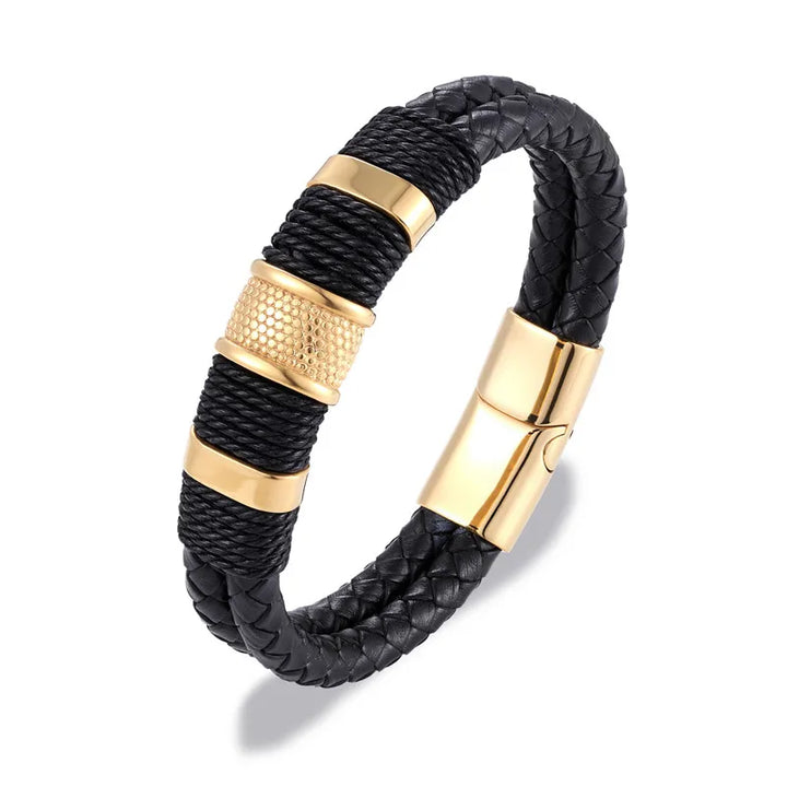 Punk Blue Leather Bracelet for Men